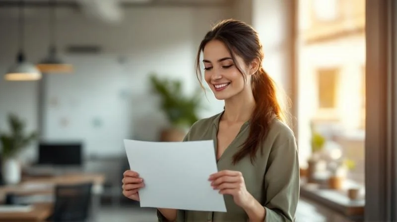 Frau in Bottrop feiert ihren IHK-Abschluss mit Urkunde in der Hand